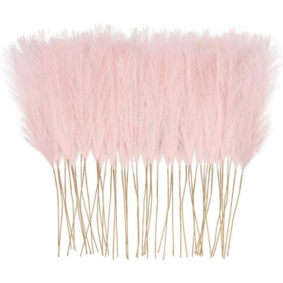 50pcs Pink Faux Pampas Grass Decor 26" Artificial Pompous Grass Floral Fake - Picture 1 of 6
